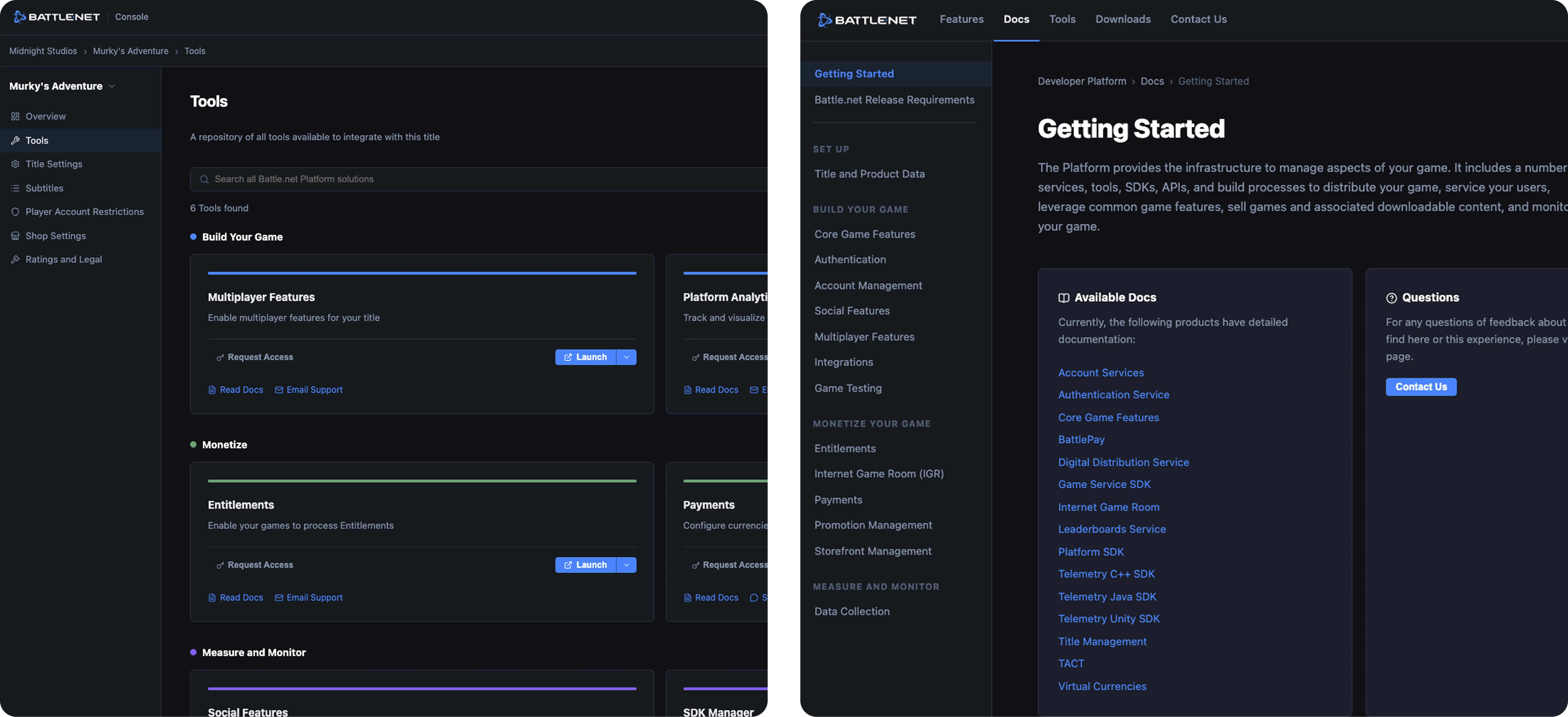 Tools repository and platform documentation